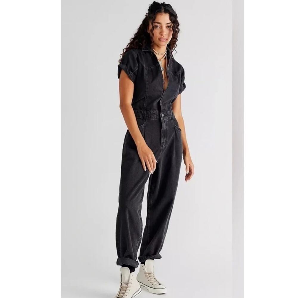 We The Free People Marla Trouser Jumpsuit in Black S/S Size Small